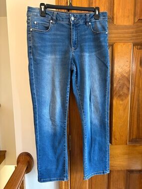 Tahari Straight Leg Jeans in Medium Blue Wash